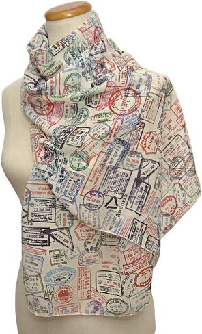 Universal Zone Traveler Chiffon Scarf.Light Chiffon scarf with Passport stamps.Flight attendant gift,Travel Agent gift.Spring Summer scarf,light scarf. in Saudi Arabia