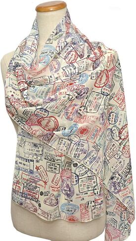 Universal Zone Traveler Chiffon Scarf.Light Chiffon scarf with Passport stamps.Flight attendant gift,Travel Agent gift.Spring Summer scarf,light scarf. in Saudi Arabia