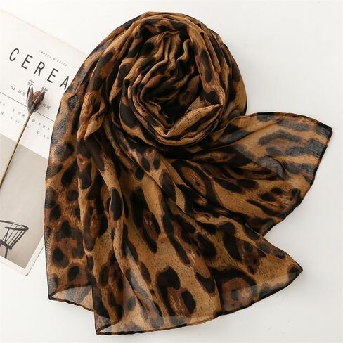 Leopard Print Scarf for Women Fashion Shawl Lightweight Wrap Scarves for Ladies Full Season in Kuwait