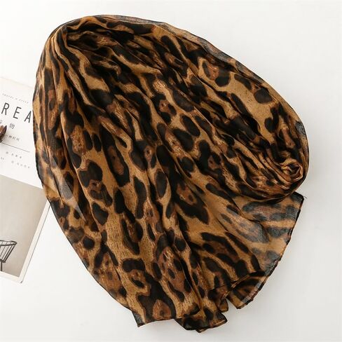 Leopard Print Scarf for Women Fashion Shawl Lightweight Wrap Scarves for Ladies Full Season in Kuwait