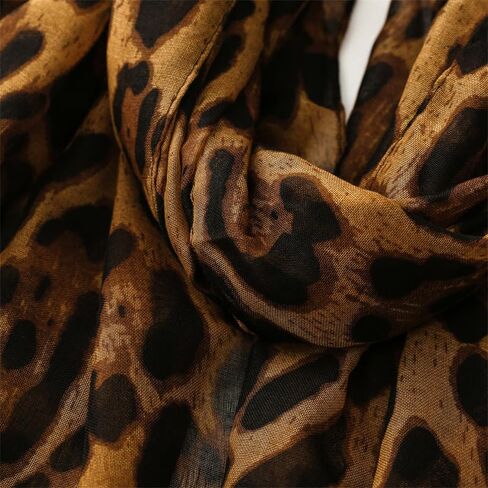 Leopard Print Scarf for Women Fashion Shawl Lightweight Wrap Scarves for Ladies Full Season in Kuwait