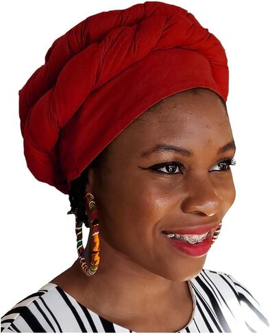 Dupsie's Red African Modu Hat - Pre-tied Head wrap in Kuwait