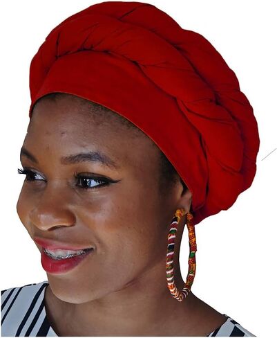 Dupsie's Red African Modu Hat - Pre-tied Head wrap in Kuwait