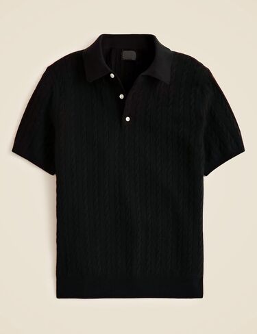 Yeokou Men Cable Knit Polo Shirt Short Sleeve Collared Pullover Sweater Casual Tops in Saudi Arabia