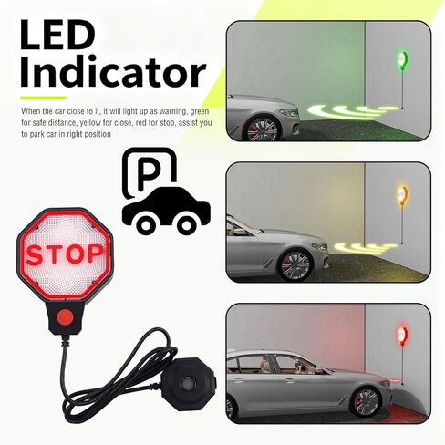 LED Garage Parking Aid Adjustable,Dual Power Garage Parking Sensor with LED Red/Yellow/Green Display,Portable Garages Car Stop Indicator as Garages Parkings Assist Car Accessories in Saudi Arabia