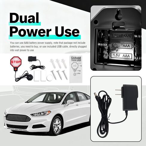 LED Garage Parking Aid Adjustable,Dual Power Garage Parking Sensor with LED Red/Yellow/Green Display,Portable Garages Car Stop Indicator as Garages Parkings Assist Car Accessories in Saudi Arabia