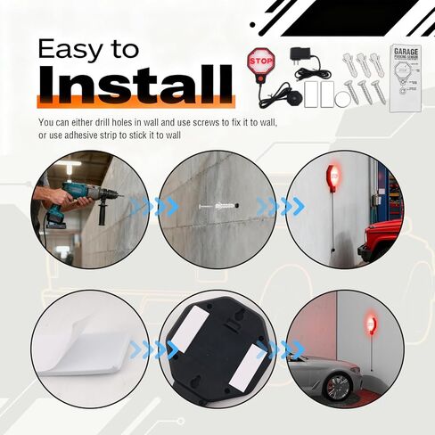 LED Garage Parking Aid Adjustable,Dual Power Garage Parking Sensor with LED Red/Yellow/Green Display,Portable Garages Car Stop Indicator as Garages Parkings Assist Car Accessories in Saudi Arabia