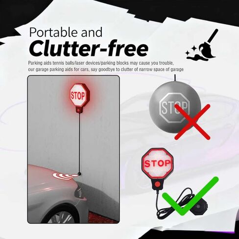 LED Garage Parking Aid Adjustable,Dual Power Garage Parking Sensor with LED Red/Yellow/Green Display,Portable Garages Car Stop Indicator as Garages Parkings Assist Car Accessories in Saudi Arabia