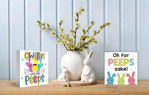 مجموعة علامات ديكور طاولة عيد الفصح مكونة من 2، زخارف ربيعية خشبية للمكتب، علامات كتلة خشبية على شكل أرنب لتزيين المنزل، زخارف صينية ملونة لعيد الفصح للمنزل والمطبخ وحفلات الطاولة in Saudi Arabia