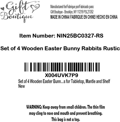 Gift Boutique Set of 4 Wooden Easter Bunny Rabbits – Rustic Spring Decorations with Flower Accents for Tabletop, Mantle and Shelf in Saudi Arabia