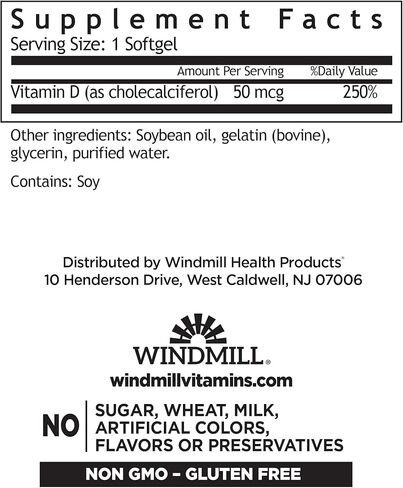 Wind Mill D3 CHOLECCALCIFEROL 50 MG in Kuwait