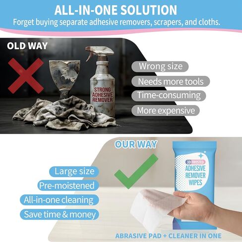 40 قطعة من مناديل مزيل لاصقة من مادة بلورية ثلاثية الأبعاد كبيرة الحجم من كريتي، مزيل الملصقات، مزيل الملصقات، إزالة الملصقات، والشريط، والشريط على الوجهين، واللاصق القابل للإزالة. in Kuwait