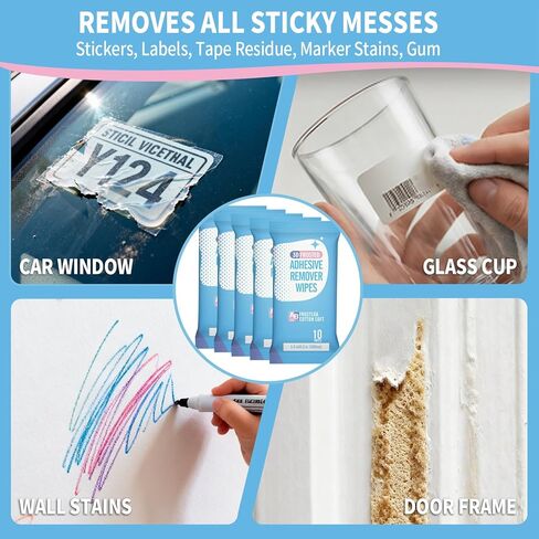 40 قطعة من مناديل مزيل لاصقة من مادة بلورية ثلاثية الأبعاد كبيرة الحجم من كريتي، مزيل الملصقات، مزيل الملصقات، إزالة الملصقات، والشريط، والشريط على الوجهين، واللاصق القابل للإزالة. in Kuwait