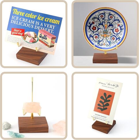 Adjustable Metal Arms Display Stand, Small Display Easel Holder with Wooden Base for Plate, Rock, Picture, Crystal, Wreath, Coral in Kuwait