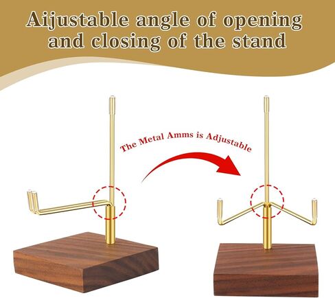 Adjustable Metal Arms Display Stand, Small Display Easel Holder with Wooden Base for Plate, Rock, Picture, Crystal, Wreath, Coral in Kuwait