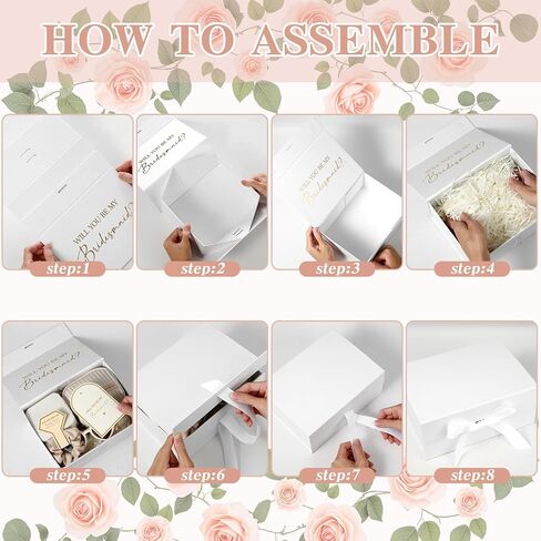 43 Pcs Bridesmaid Proposal Gifts Set of 6 Bridesmaid Boxes Bulk Will You Be My Maid of Honor Gift with Makeup Bag Case Eye Mask Glasses Hair Scrunchies Gift Box for Wedding Bride Shower(Beige) in Saudi Arabia