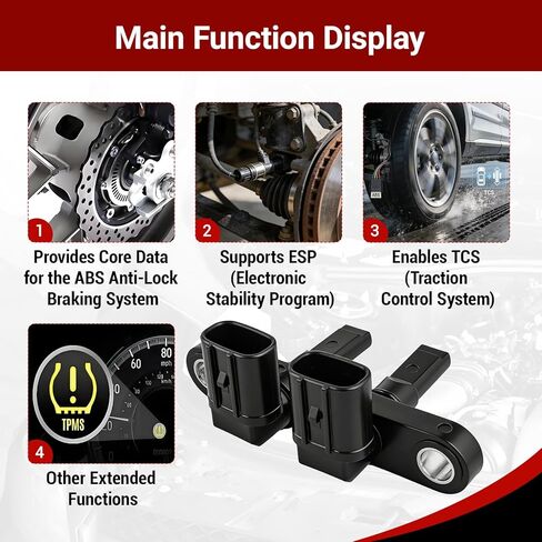 ABS Wheel Speed Sensor Set of 4 (Driver & Passenger Sides)-fits 2003-2015 Toyota 4Runner, 2005-2018 Tacoma, 2007-14 FJ Cruiser, Land Cruiser; Lexus GX460/GX470/LX570-Replaces 89542-04020, 89543-04020 in Kuwait