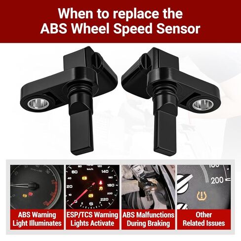 ABS Wheel Speed Sensor Set of 4 (Driver & Passenger Sides)-fits 2003-2015 Toyota 4Runner, 2005-2018 Tacoma, 2007-14 FJ Cruiser, Land Cruiser; Lexus GX460/GX470/LX570-Replaces 89542-04020, 89543-04020 in Kuwait