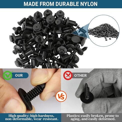 100PCS Car Bumper Push Retainer Clips & Nylon Fasteners Rivet Kit, 6 Sizes Car Body Screw Retainer, Door Trim Panel Clips, Universal Auto Bumper Accessories for Car Truck SUV (100PCS&Tool) in Kuwait