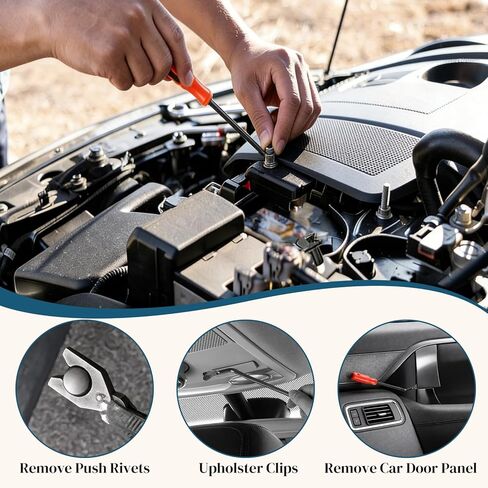 100PCS Car Bumper Push Retainer Clips & Nylon Fasteners Rivet Kit, 6 Sizes Car Body Screw Retainer, Door Trim Panel Clips, Universal Auto Bumper Accessories for Car Truck SUV (100PCS&Tool) in Kuwait