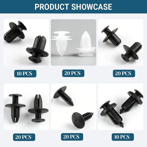 100PCS Car Bumper Push Retainer Clips & Nylon Fasteners Rivet Kit, 6 Sizes Car Body Screw Retainer, Door Trim Panel Clips, Universal Auto Bumper Accessories for Car Truck SUV (100PCS&Tool) in Kuwait
