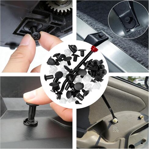 100PCS Car Bumper Push Retainer Clips & Nylon Fasteners Rivet Kit, 6 Sizes Car Body Screw Retainer, Door Trim Panel Clips, Universal Auto Bumper Accessories for Car Truck SUV (100PCS&Tool) in Kuwait