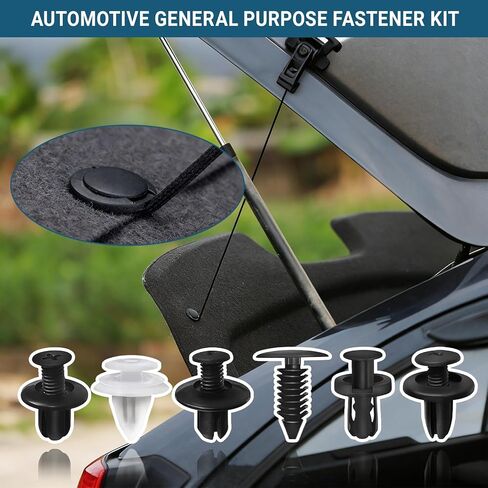 100PCS Car Bumper Push Retainer Clips & Nylon Fasteners Rivet Kit, 6 Sizes Car Body Screw Retainer, Door Trim Panel Clips, Universal Auto Bumper Accessories for Car Truck SUV (100PCS&Tool) in Kuwait