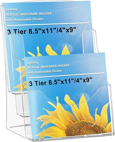 حامل كتيب أكريليك 8.5 × 11 بوصة، حامل عرض شفاف 3 طبقات تصميم خلفي مائل، حامل طاولة بلاستيكي حامل لافتة مع مقسم جدار جبل xydstay حامل كتيب أكريليك 8.5 × 11 بوصة، حامل عرض شفاف 3 طبقات تصميم خلفي مائل، حامل طاولة بلاستيكي S in Kuwait