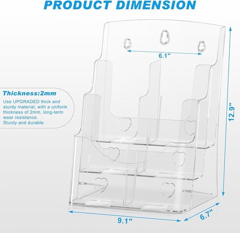 حامل كتيب أكريليك 8.5 × 11 بوصة، حامل عرض شفاف 3 طبقات تصميم خلفي مائل، حامل طاولة بلاستيكي حامل لافتة مع مقسم جدار جبل xydstay حامل كتيب أكريليك 8.5 × 11 بوصة، حامل عرض شفاف 3 طبقات تصميم خلفي مائل، حامل طاولة بلاستيكي S in Kuwait