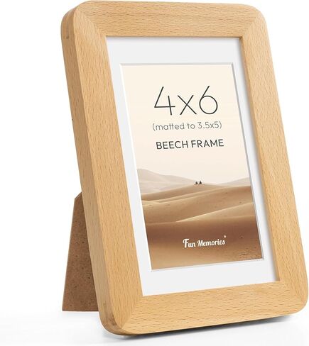 Fun Memories 11x14 Picture Frame - Solid Walnut Wood 11x14 Frame with Mat for 8x10 Photos, 11 By 14 Poster Frame Wood for Wall & Tabletop Display, Natural Walnut in Kuwait
