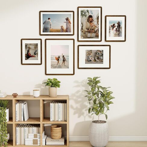 Fun Memories 11x14 Picture Frame - Solid Walnut Wood 11x14 Frame with Mat for 8x10 Photos, 11 By 14 Poster Frame Wood for Wall & Tabletop Display, Natural Walnut in Saudi Arabia