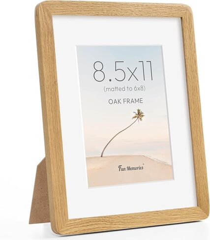 Fun Memories 11x14 Picture Frame - Solid Walnut Wood 11x14 Frame with Mat for 8x10 Photos, 11 By 14 Poster Frame Wood for Wall & Tabletop Display, Natural Walnut in Saudi Arabia