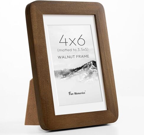 Fun Memories 11x14 Picture Frame - Solid Walnut Wood 11x14 Frame with Mat for 8x10 Photos, 11 By 14 Poster Frame Wood for Wall & Tabletop Display, Natural Walnut in Saudi Arabia