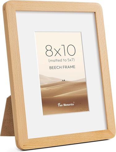 Fun Memories 11x14 Picture Frame - Solid Walnut Wood 11x14 Frame with Mat for 8x10 Photos, 11 By 14 Poster Frame Wood for Wall & Tabletop Display, Natural Walnut in Saudi Arabia
