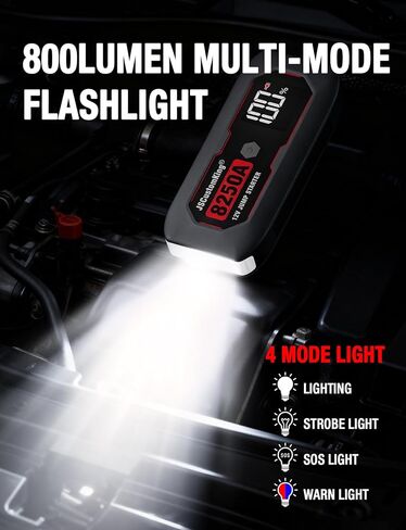 حزمة بطارية Jump Starter 8250A (لجميع أنواع الغاز أو الديزل 10.0+L)، بدء تشغيل السيارة الثقيلة الصالحة للشرب بجهد 12 فولت مع شاشة HD 3.2 بوصة، 2 بنك طاقة USB، وقت الاستعداد لمدة 48 شهرًا in Kuwait