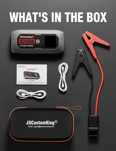 حزمة بطارية Jump Starter 8250A (لجميع أنواع الغاز أو الديزل 10.0+L)، بدء تشغيل السيارة الثقيلة الصالحة للشرب بجهد 12 فولت مع شاشة HD 3.2 بوصة، 2 بنك طاقة USB، وقت الاستعداد لمدة 48 شهرًا in Kuwait