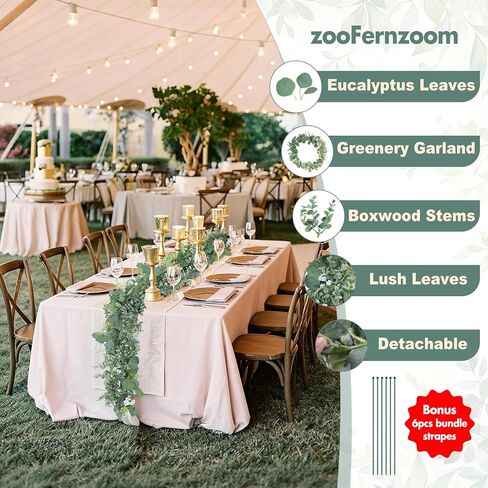 Eucalyptus Garland for Table, 6ft Faux Eucalyptus Garland with White Flowers & Seeds, 2pcs Artificial Eucalyptus Greenery Vines for Wedding Party Table Runner Backdrop Arch Mantle Handmade Wreaths in Saudi Arabia