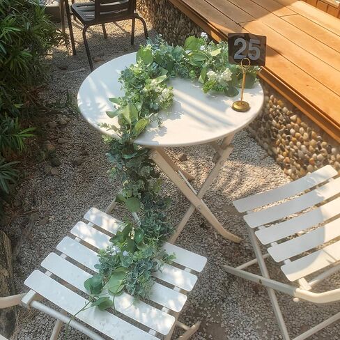 Eucalyptus Garland for Table, 6ft Faux Eucalyptus Garland with White Flowers & Seeds, 2pcs Artificial Eucalyptus Greenery Vines for Wedding Party Table Runner Backdrop Arch Mantle Handmade Wreaths in Saudi Arabia