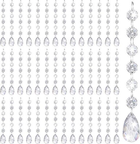 100 Pcs Chandelier Crystals Replacement Clear Acrylic Hanging Teardrop Ornaments Christmas Tree Ornaments Hanging Crystals for Centerpieces Chandelier Lamp Suncatcher Window Home Decoration(Classic) in Saudi Arabia