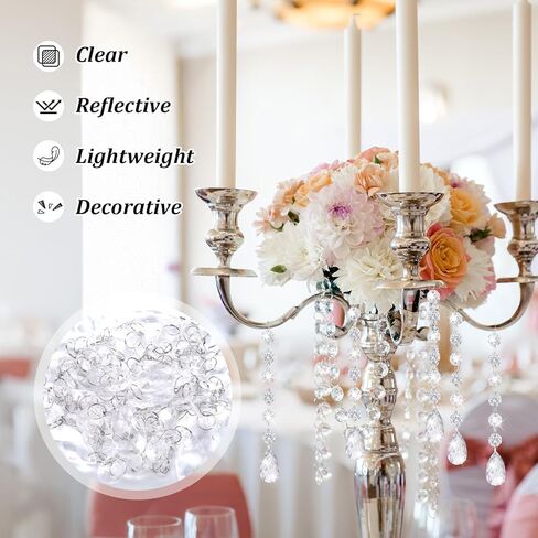 100 Pcs Chandelier Crystals Replacement Clear Acrylic Hanging Teardrop Ornaments Christmas Tree Ornaments Hanging Crystals for Centerpieces Chandelier Lamp Suncatcher Window Home Decoration(Classic) in Saudi Arabia
