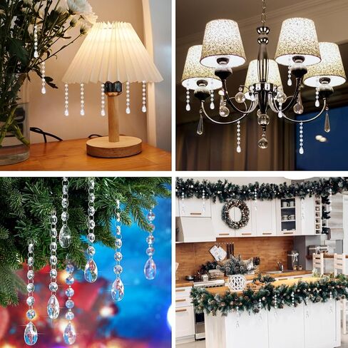 100 Pcs Chandelier Crystals Replacement Clear Acrylic Hanging Teardrop Ornaments Christmas Tree Ornaments Hanging Crystals for Centerpieces Chandelier Lamp Suncatcher Window Home Decoration(Classic) in Saudi Arabia