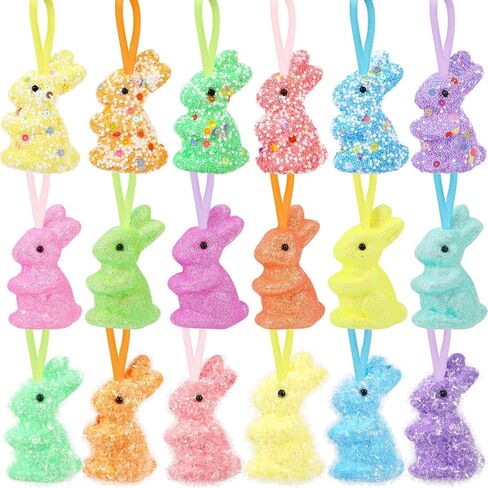 JULMELON 18Pcs Easter Hanging Rabbit Ornaments, 3 Styles Glitter Colorful Foam Bunny Ornaments for Easter Tree Party Supplies Home DIY Decoration in Saudi Arabia