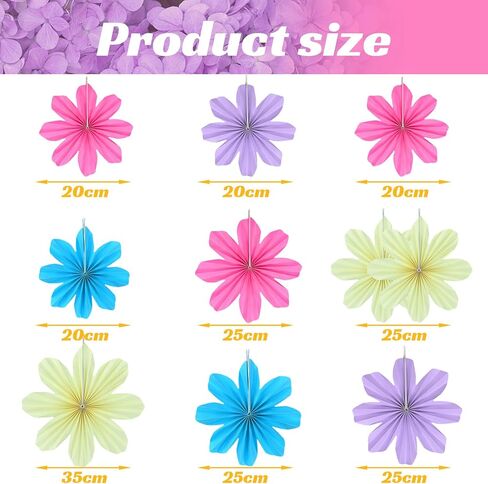 10 PCS Pastel Party Decorations, Flower Paper Fans Birthday Decorations for Floral Backdrop, Garden Tea Party Classroom Wall Hanging Decor in Saudi Arabia