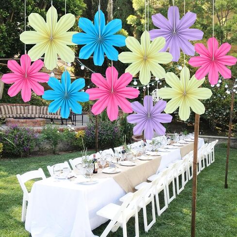 10 PCS Pastel Party Decorations, Flower Paper Fans Birthday Decorations for Floral Backdrop, Garden Tea Party Classroom Wall Hanging Decor in Saudi Arabia