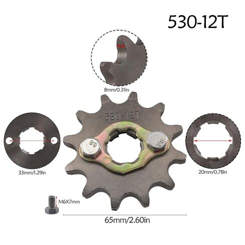 12T Teeth 20mm 530 Chain Front Sprocket Cog for 150cc-350cc Motorcycle ATV Dirt Pit Bike Go Kart in Kuwait