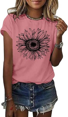 BLACKOO Women Cute Sunflower Graphic Tee Shirts in Kuwait