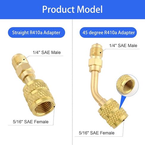 R410a Adapter for Mini Split System,5/16 Female 1/4 Male Flare Charging Vacuum Port Adapter,Valve Core Remover,R134a Hose Gaskets,5V1 Valve Cores,for Air Conditioners Refrigeration Valve HVAC Service in Kuwait