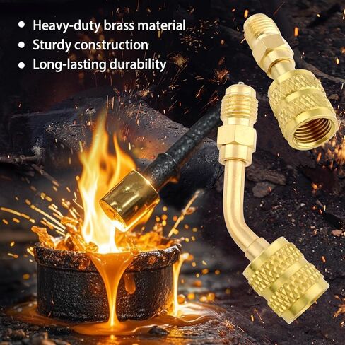 R410a Adapter for Mini Split System,5/16 Female 1/4 Male Flare Charging Vacuum Port Adapter,Valve Core Remover,R134a Hose Gaskets,5V1 Valve Cores,for Air Conditioners Refrigeration Valve HVAC Service in Kuwait