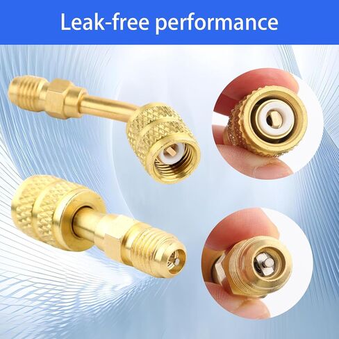 R410a Adapter for Mini Split System,5/16 Female 1/4 Male Flare Charging Vacuum Port Adapter,Valve Core Remover,R134a Hose Gaskets,5V1 Valve Cores,for Air Conditioners Refrigeration Valve HVAC Service in Kuwait