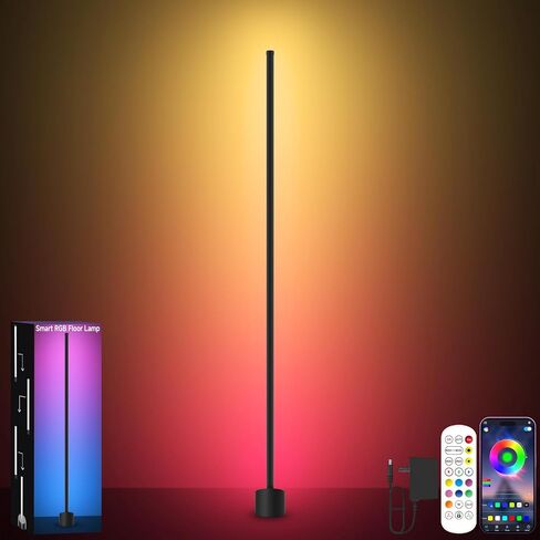 مصباح أرضي للزاوية، مصباح LED RGB مع تطبيق ذكي وجهاز تحكم عن بعد لتغيير الألوان، وإضاءة محيطة لمزامنة الموسيقى، وإضاءة مزاجية مع 16 مليون لون لغرفة النوم وغرفة المعيشة وغرفة الألعاب in Kuwait